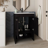 Bathroom Vanity, 2 Doors, 2 Shelves, Black Wengue B097P350322
