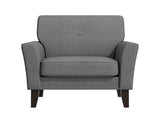 Dorset Arm Accent Chair in Smoky Gray Velour with Dark Brown Solid Wood Legs B127P495071