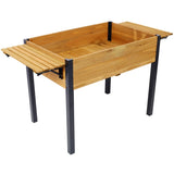 Raised Garden Bed, Metal Leg Wood Planter Boxes with Folding Storage Shelf,Elevated Planter Box for W465P182255