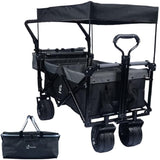 Collapsible Wagon Heavy Duty Folding Wagon Cart with Removable Canopy, 4