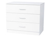 3-Drawer Tall Cabinet Particleboard Bedside Table with Textured Melamine Finish White 32152387