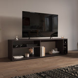 Suxta 63" Wide Tv Stand with Three Open Shelves and Three Bottle Cubbies, Cable Management, Bar Tv B070P254799