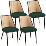 Green Rattan Dining Chairs Set of 4,Boucle Chairs with Natural Cane Back, Upholstered Dining Room W1164P218674
