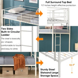 ZNTS Twin Over Twin Metal Bunk Bed,Metal Structure Bedframe with Safety Guardrails and 2 W1916115251