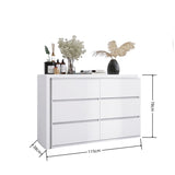 ZNTS Extended Desktop 6 Drawers Chest of Drawer without Handle White Color Vanity W2139134917