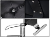 PVC Leather Cover Galvanized Square Tray with Footrest Retractable Barber Chair 300.00lbs Black 11736312