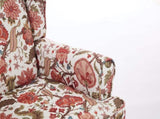 Modern Accent with Retro Wood Legs, Comfy Upholstered Armchair, Floral Design Single Sofa 80427562