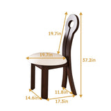 Dining Chairs Set of 2, Key-design Home Chairs, PU Leather Solid Wooden Dining Chairs with White W2700P237226