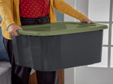 17.5 Gallon Large Storage Bin, Clear Plastic Storage Container with Full-Grip Handles, Gray 62455769