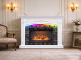 White Paint, 110*34.5*93cm, MDF with carved middle section & LED light strip, for 18in fireplace 29535199