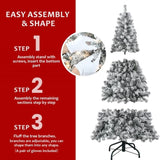 Artificial 7ft Flocked Christmas Tree with 1022 PVC Branch Tips, 350L Warm white led, Round head, 47686013