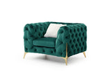 ZNTS Moderno Tufted Chair Finished in Velvet Fabric in Green 808857637598