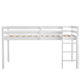 Elevated Cross Bracing Straight Ladder Twin Pine Wooden Bed White 49261436