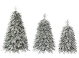 Snowy Cascading Christmas Trees 3-Piece Set with Control Lighting, Flocked Weeping Branches, and N710P523023K
