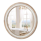 23.62 inches Round Wall Mirror for Bathroom Vanity, Wooden Farmhouse Circle Mirrors for Bedroom, W2295P246678