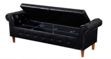 ZNTS Black Multifunctional Storage Rectangular Sofa Stool L2039BK