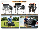 26" Tall Director Chair, 350LBS Heavy-Duty Folding Makeup Artist Chair with Side Table & Storage 47582173