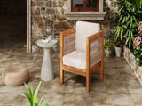 Acacia Wood Outdoor Club Chair with Beige Rope Arm and Beige Cushions,400 lbs Capacity N779P359687B