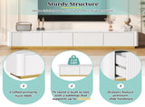 ON-TREND Luxury Fluted TV Stand for TVs Up to 85", Faux Marble Tabletop Media Console with 4 N721P298025K