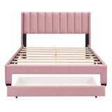 ZNTS Queen Size Storage Bed Velvet Upholstered Platform Bed with a Big Drawer - Pink WF296854AAH