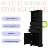 ZNTS Black Tall Storage Cabinet with 3 Drawers and Adjustable Shelves for Bathroom, Study, Office and WF323347AAB