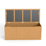 112 Gallon Outdoor Wooden Deck Box Solid Wood Storage Box Seat & Table Top for Patio Furniture W2640P327224