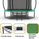 ZNTS 10FT Pumpkin Trampoline, Outdoor Trampoline with Basketball Hoop, Enclosure Net and Ladder W1163P148156