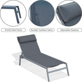 Patio Chaise Lounge Set, 3 Pieces Adjustable Backrest Pool Lounge Chairs Steel Textilene Sunbathing W1859109867