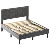 Queen Size Bed Frame with Storage Headboard, Platform Bed No Noise, Mattress Foundation Strong W2896P208861