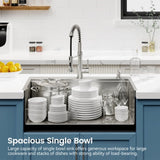 Stainless Steel Kitchen Sink, 33x22 Single Bowl, Overmount Handmade Sink in Brushed, with Cutting T3177P296186