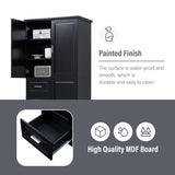 ZNTS Tall and Wide Storage Cabinet with Doors for Bathroom/Office, Three Drawers, Black WF299285AAB