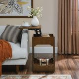 Mid Century Modern Lift Top Side Table, Small Rising End Table Couch Table with Storage Shelf, W1801P195729