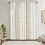 1PC 50x108" Cotton Printed Curtain Panel with Chenille Stripe and Lining B035P341186