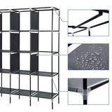 ZNTS 67" Clothes Closet Portable Wardrobe Clothes Storage Rack 12 Shelves 4 Side Pockets Gray 63742682