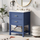 24'' Vanity with Top Sink, Modern Storage Cabinet with 2 Drawers, Single Sink N710P191968C