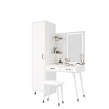 Makeup Vanity Table Slim Armoire Wardrobe Set, Dressing Table with LED Mirror Power Outlets 97156589