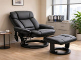 PU Leather Recliner Chair with Ottoman, 10-Point Vibration Massage & Swivel Armchair, Black 96760156