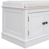 Storage Bench with 4 Doors and Adjustable Shelves, Shoe Bench with Removable Cushion for Living 20154012