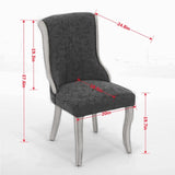 Snow Velvet Dining Chairs, Mid-Century Style with Curved Wood Trim & Sculpted Legs, Upholstered W1143P332691