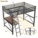 ZNTS Full Size Loft Metal&MDF Bed with Desk and Shelf, Black 26455589