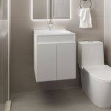 Bathroom Vanity Meka 45 with Two Drawers and Open Shelf, Wall-Mounted Storage, White B070P316859