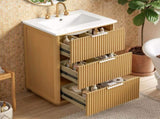 24 inch Modern Luxury Bathroom Vanity with Ceramic Sink, Bathroom Cabinet with Open Shelf and Closed N710P411251P