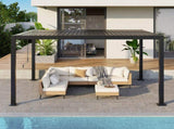 10' x 12'Pergola Modern Style with Adjustable Louvers for Outdoor Roof, Garden, Easy Assembly, 65073227