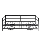 Twin Size Metal Daybed with Adjustable Trundle, Pop Up Trundle, Black 55665672