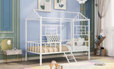 Metal House Bed Frame Twin Size with Slatted Support No Box Spring Needed White 77841896