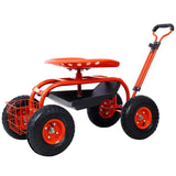 Rolling Garden Scooter Garden Cart Seat with Wheels and Tool Tray, 360 Swivel Seat,Red W46542631