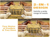 Large Capacity Hay Feeder with Detachable Grain Tray, Heavy Duty Steel 2 in 1 Hay Rack, Multiple 79107456