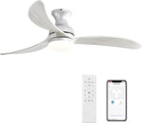 ZNTS 52 Inch Modern Ceiling Fan With 3 Color Dimmable Solid Wood Blades Remote Control Reversible DC W934P152321