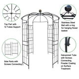 ZNTS Metal Garden Arch Iron Garden Arbors Gazebo Dia81.3'' x 114.2'' High Birdcage Shape Pergola Pavilion W158681123