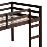 ZNTS Solid Wooden, Rubber Wooden Twin Loft Bed with Ladder, Bed Platform of Strengthened Slats , Espresso W504P190953